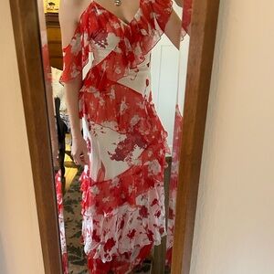 Alice + Olivia Red and White Floral Maxi Dress